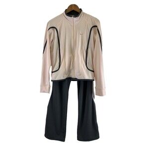 Nike Dri Fit Track Jacket Pants Set Pink Gray Bootcut Pull On Zip Womens Medium